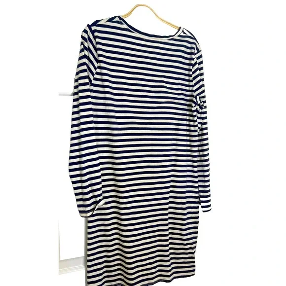Stateside Midi Dress Womens Large Navy Striped Mixed Stretch Minimalist Beachy - Picture 4 of 8